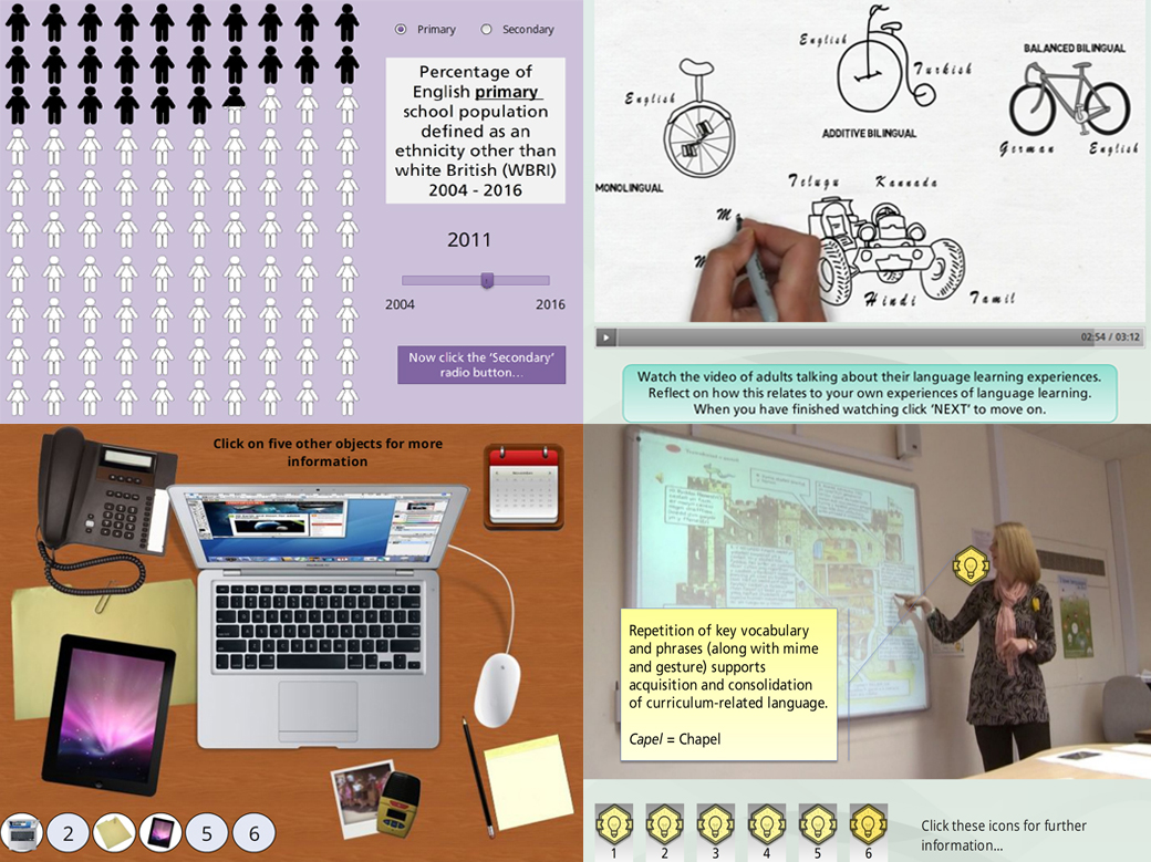 Screen shots from E Learning